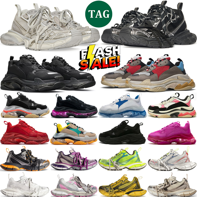 Designer triple s shoes mens sneakers women platform clear sole Black White Grey Red Blue Neon Beige Pink Casual trainers jogging walking shoe
