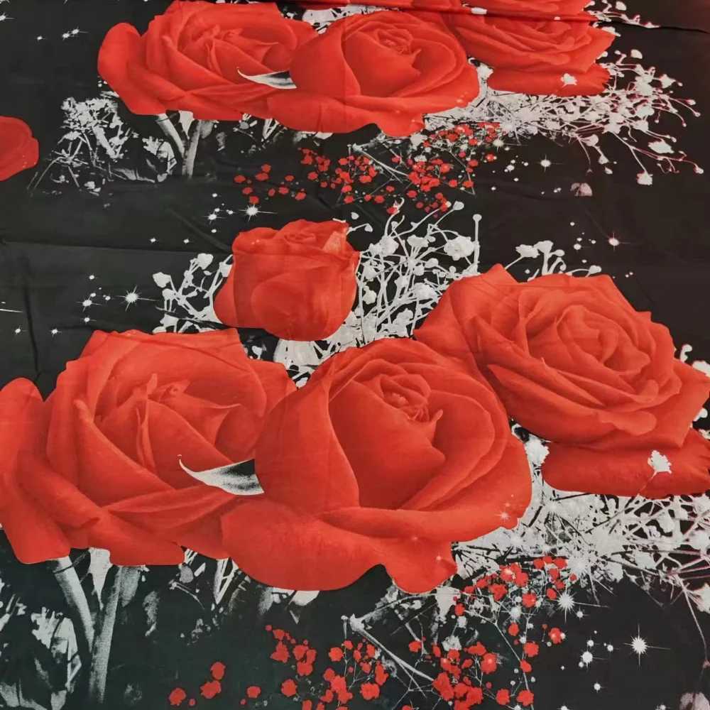 2/3pcs Duvet Cover Set Red Rose Print Bedding Set Soft Comfortable Duvet Cover 1Duvet Cover 1/2 case Without CoreM251118
