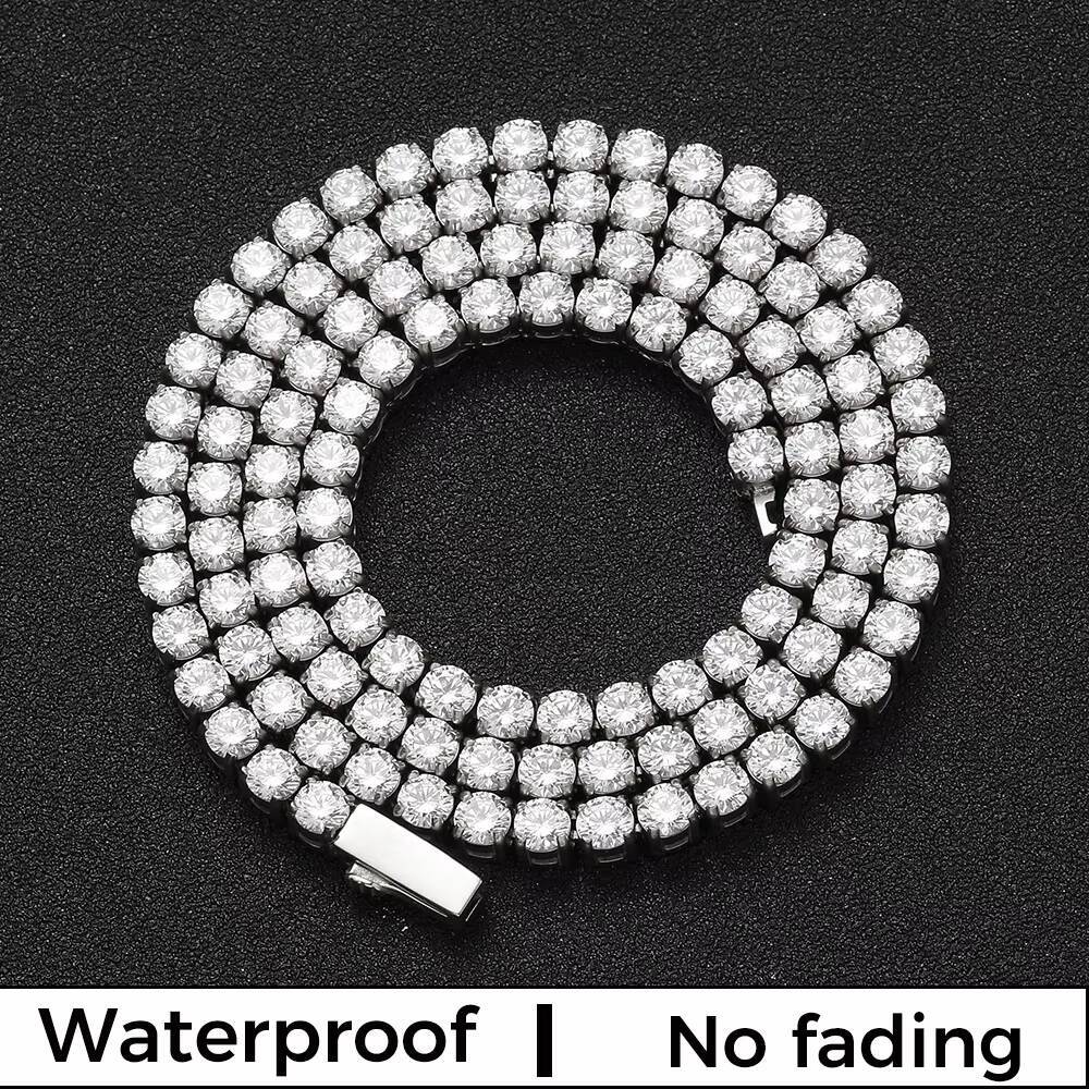 Laboratory cultivation of Moissanite Hip Hop Jewelry 4mm Iced Out CZ Chain 18k Gold Plated Custom Stainless Steel Tennis Necklace