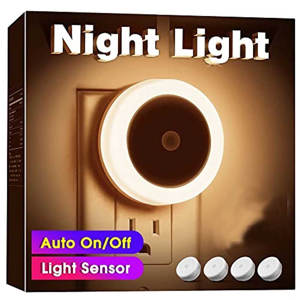 New LED Night Lamp EU US UK Plug Smart Light Control Round Energy-Saving Bedside Wall Lights for Home Hallway Pathway Hot Sales M251118