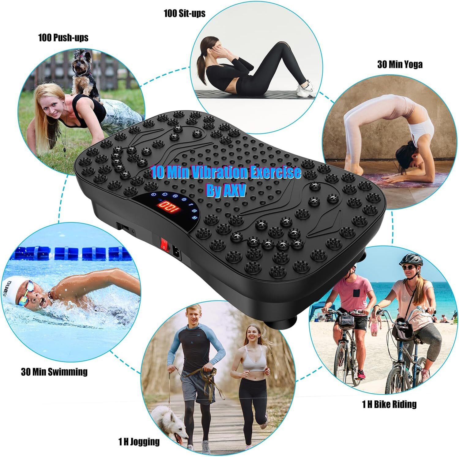 AXV Vibration Plate Exercise Whole Body Portable Mini Vibrate Fiess Platform Lymphatic Drainage hine for Weight Loss Shaping Toning Wellness Home Gyms