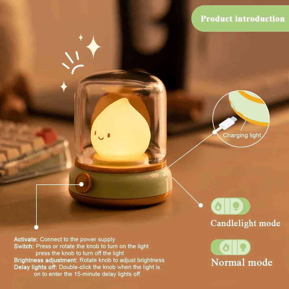 Kerosene LED Night Light Cute Flameless Candle Light with Two Modes USB Rechargeable Dimmable Camping Light For Bedroom Decor M251118