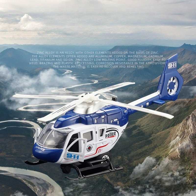 Rescue Helicopter Model Alloy Aircraft Model Simulation Sound And Light Pull Back Plane Fun Toys For Boys And Kids Birthday Gift C251118