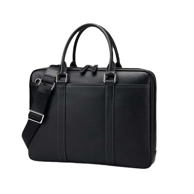 Leather mens laptop bag mens business handbag casual large capacity briefcase simple one shoulder cross body handbag Z250418