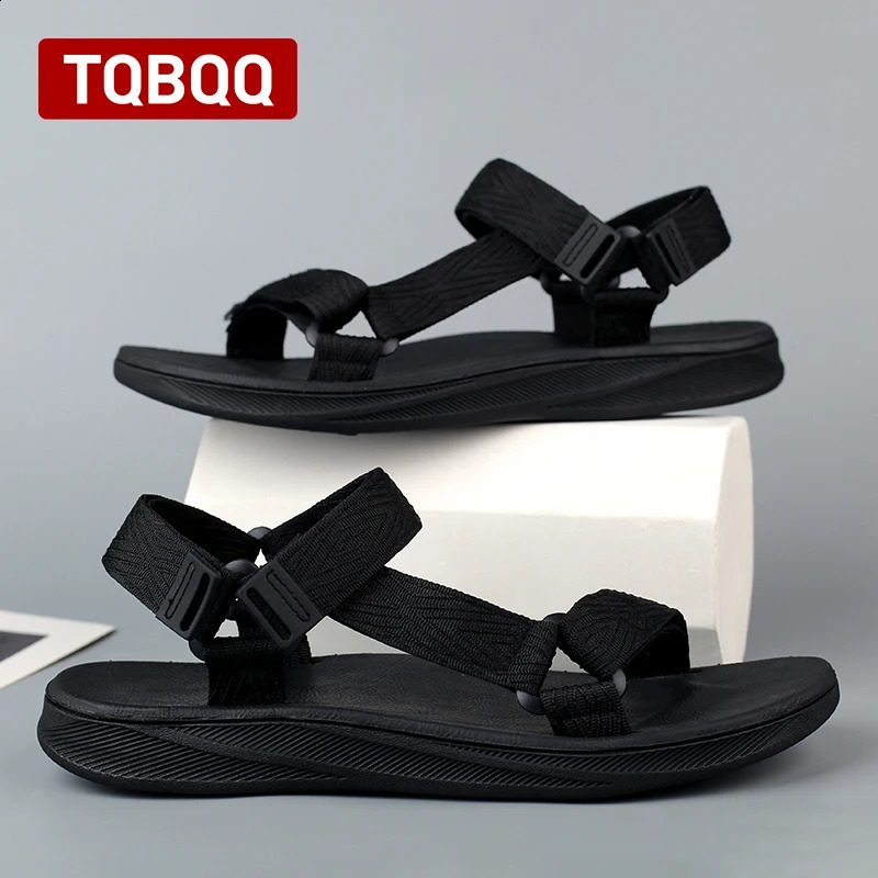 Summer Mens Casual Breathable Black Sandals Non-slip Flip Flops High Quality OutDoor Beach Slippers Water Shoes 250417