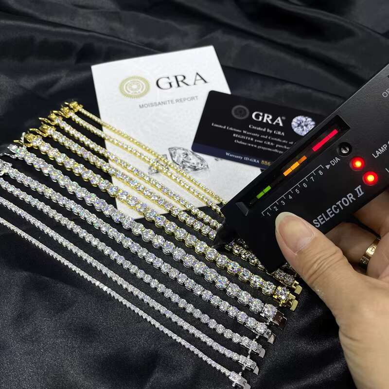 Cheapest White GRA Moissanite Tennis Chain Bracelet Ice Out 925 Silver Bracelet Hiphop Men Moissanite Bracelet