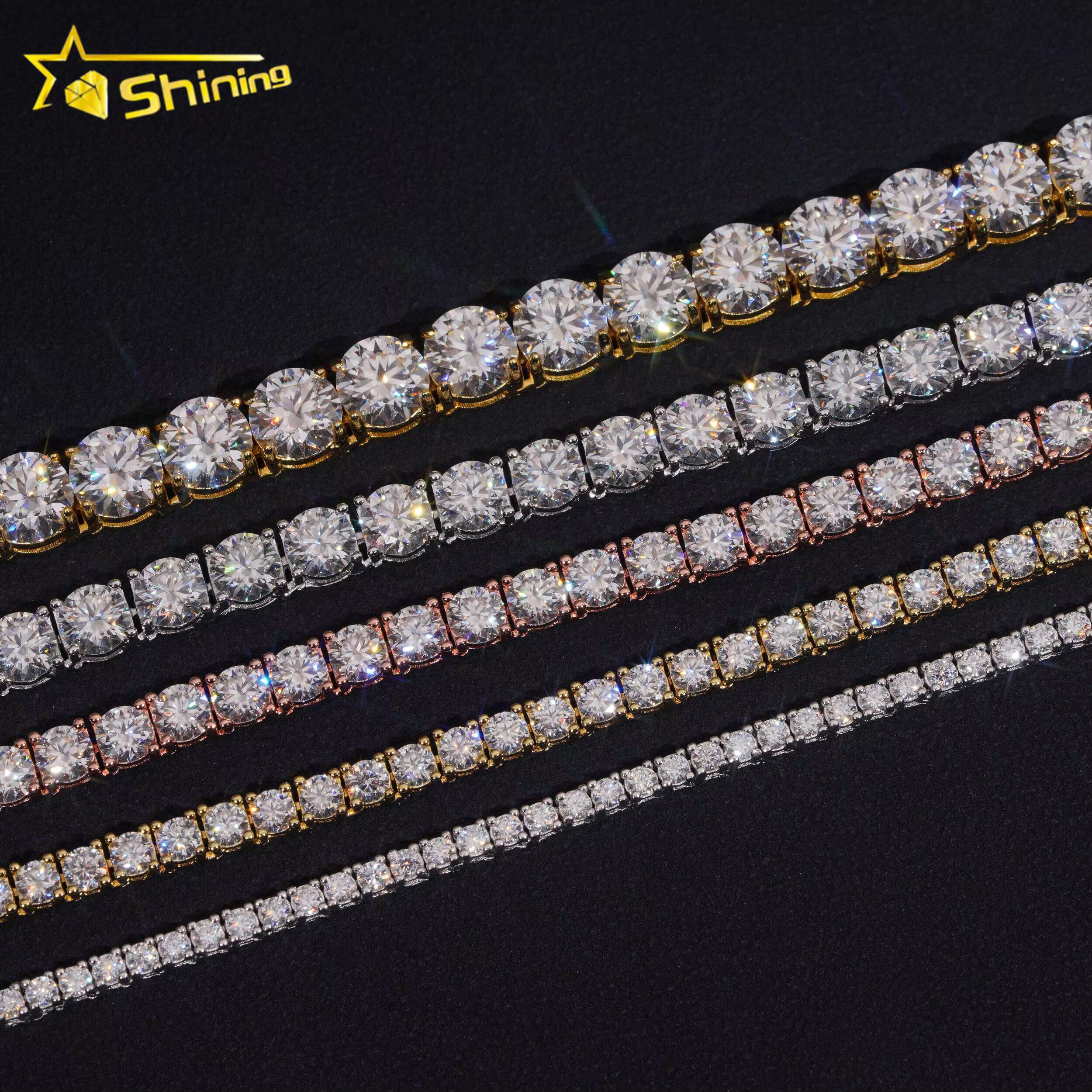 Large Stock Fine Jewelry Men Women Bracelet Hip Hop Iced Out Sier Moissanite Tennis Chain Ready to Ship