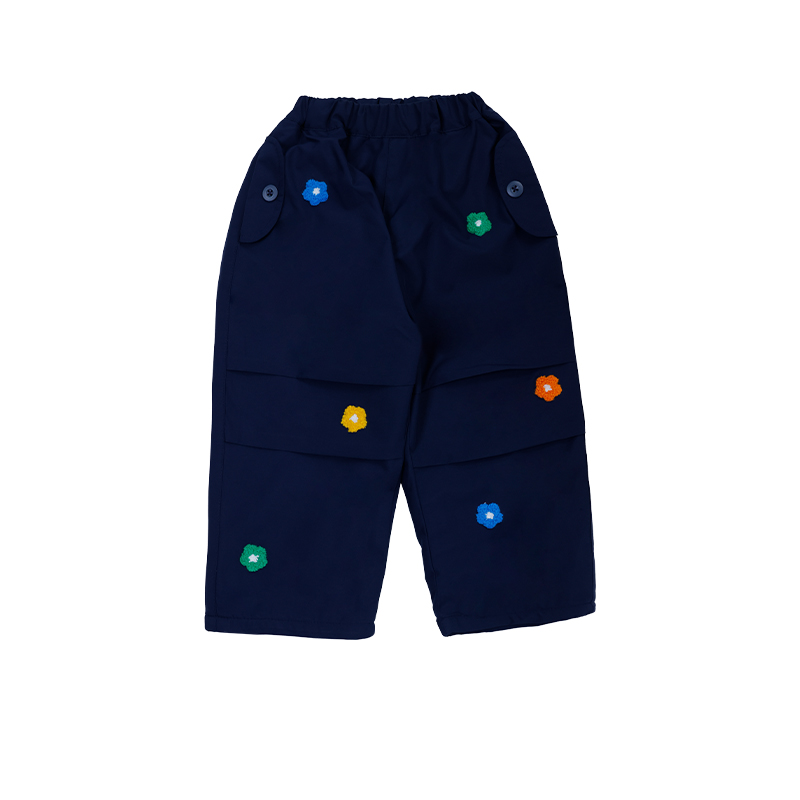Kids' Mountain Style Embroidered Pleated Cargo Pants, Water-Repellent Textured Outdoor Multi-Pocket Trousers, New Season Hiking & Daily Wear 25AG