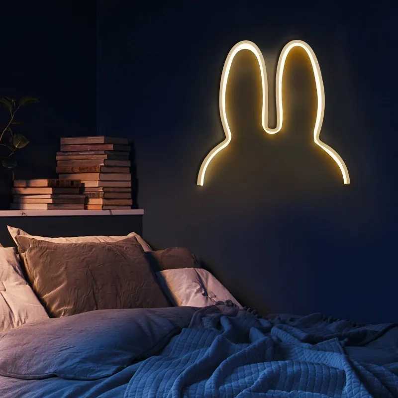 Cute Led Rabbit Wall Lights USB Powered Baby Desk Table Lamp For Bedroom Bedside Children Kids Room Home Decor Atmosphere Light M251118