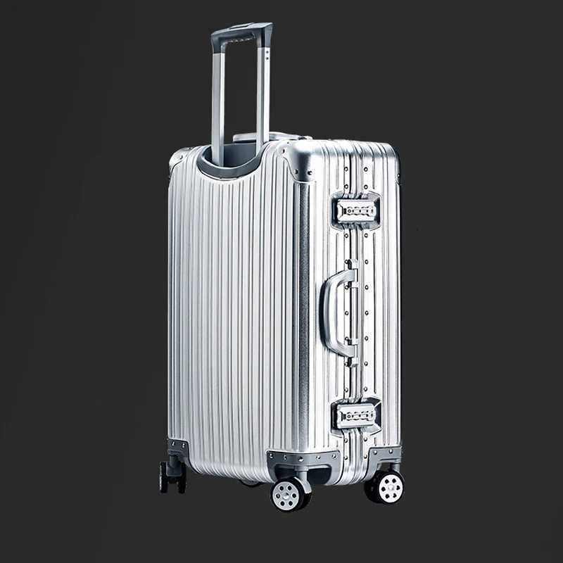 High Quality 100 Aluminum-magnesium alloy 20/24/26/29 inch Travel Suitcase Trolley Case Rolling Luggage Carry-On Cabin Suitcase K251117