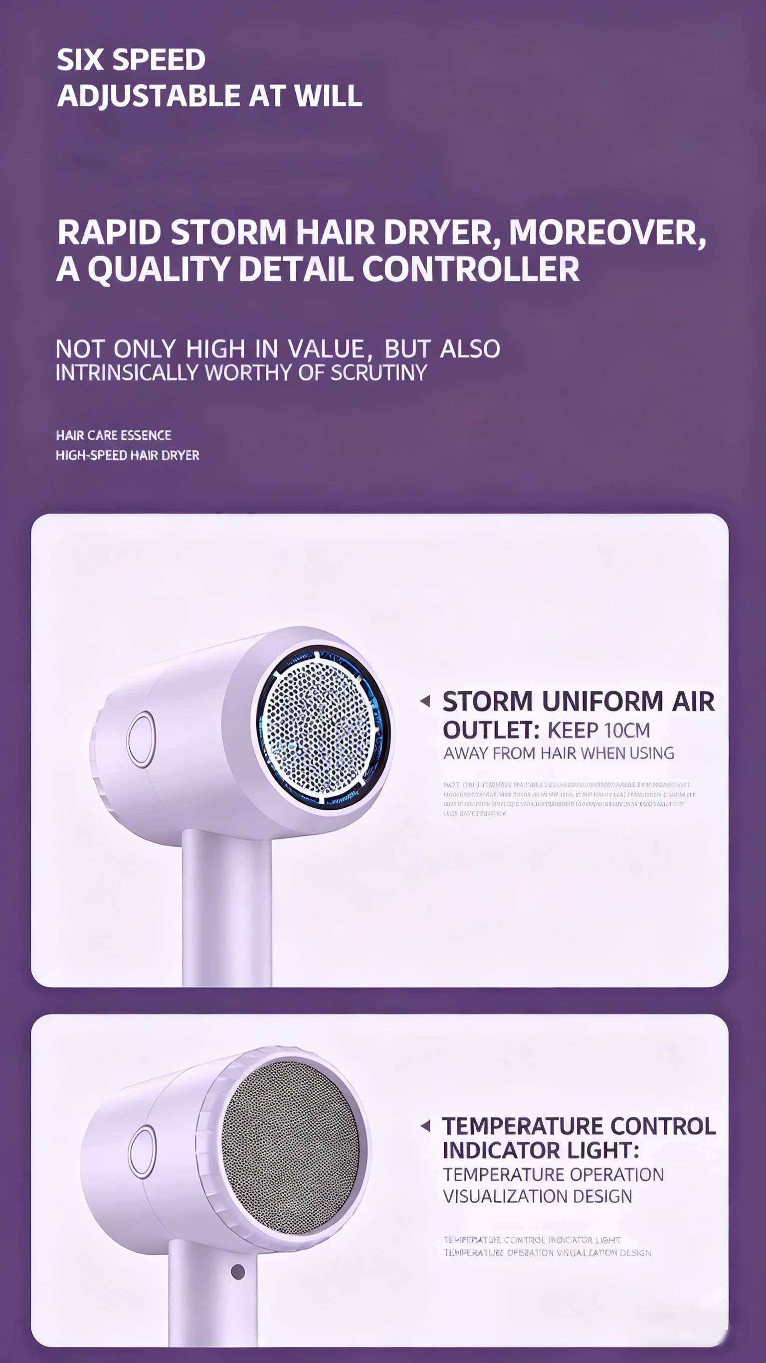 Professional Home Salon Hair Dryer High Speed Negative Ionic Portable Mini Hair Dryer for TravelT251118