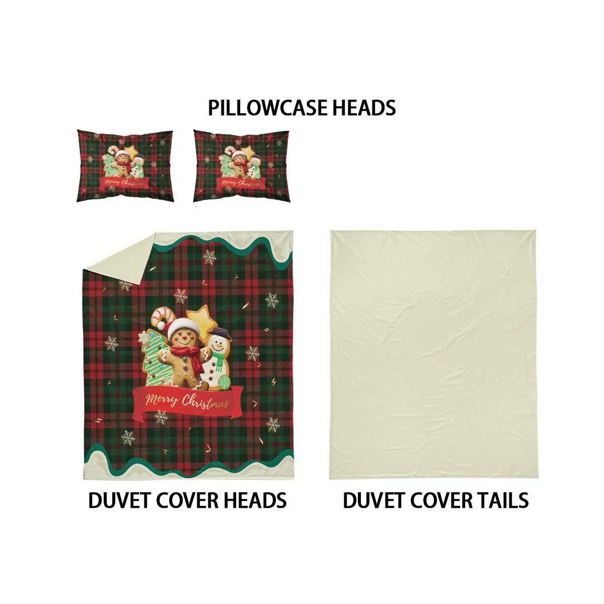 3pcs Christmas Gingerbread Print Coreless Bedding Set Comfortable Multi Size Bedroom Dormitory Duvet Covers Machine WashableM251118