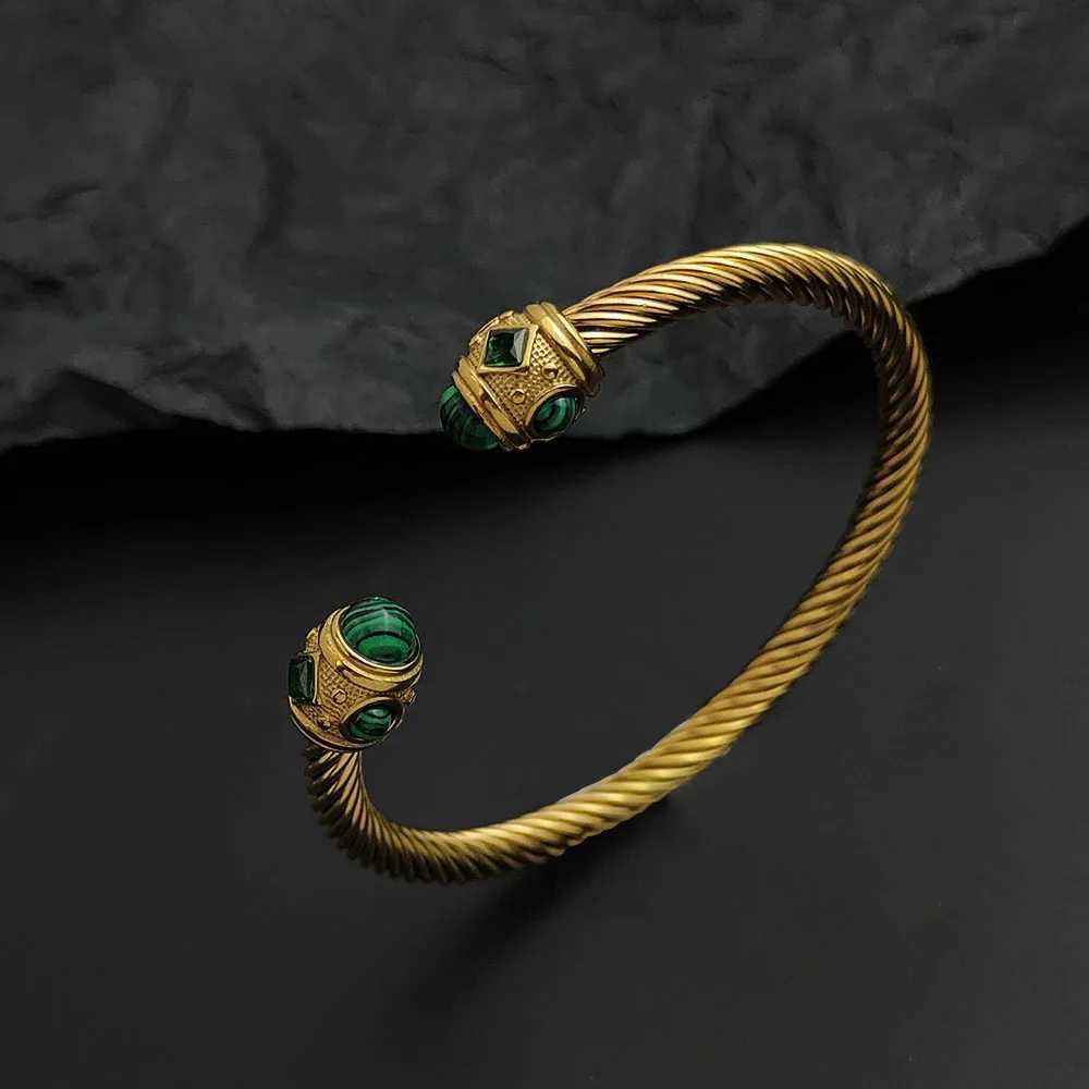 Creative wire buckle sapphire gold-plated stainless stl womens bracelet waterproof and rust-fr couple bracelet C251118