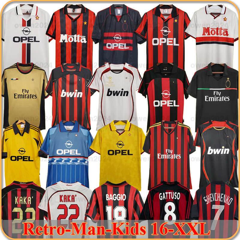 06 07 Retro Milan shirts SOCCER JERSEYS 95 96 97 Gullit 01 02 03 12 14 15 Maldini Van Basten football KAKA Inzaghi 90 91 PIRLO SHEVCHENKO BAGGIO JERSEY