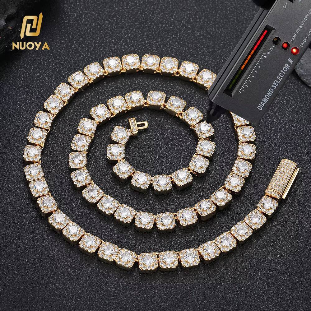 Laboratory cultivation Luxury 7mm Clustered Tennis Chain VVS Moissanite 925 Sterling Silver Diamond Necklace Hip Hop Jewelry Womens Gift
