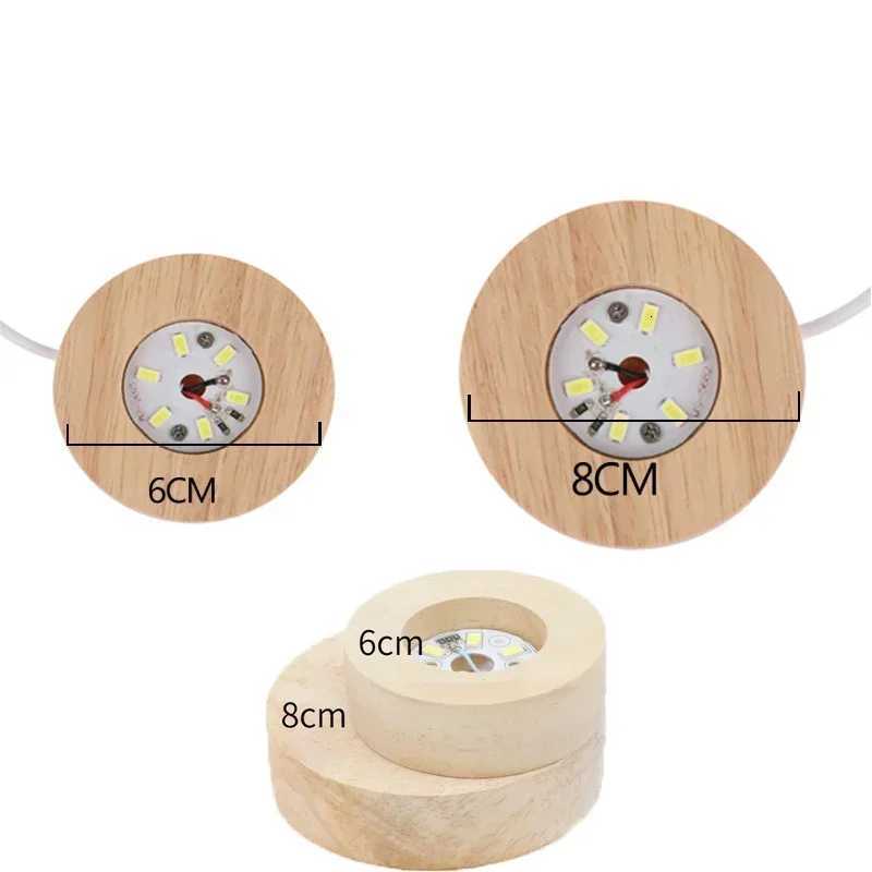 1/4Pcs Wood Desktop Decorative Lights Base Night Light Wooden LED USB RGB Display Lamp Display Stand Lamps Holder Art Ornament M251118