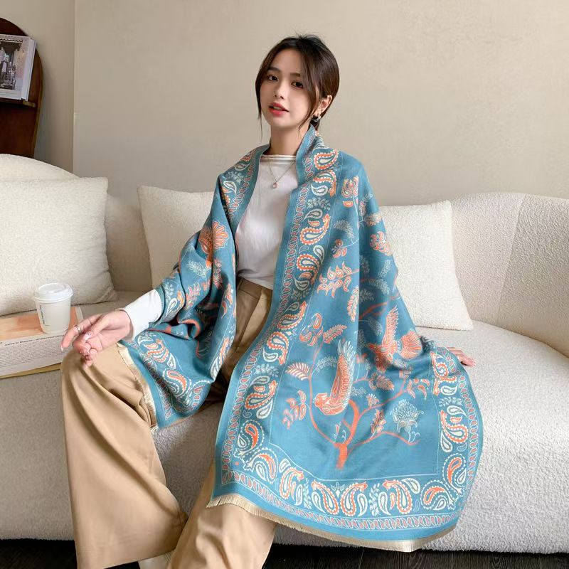 T503 scarf women's winter high-end warm shawl new autumn versatile fashion neck scarf long thick trendy dual-purpose