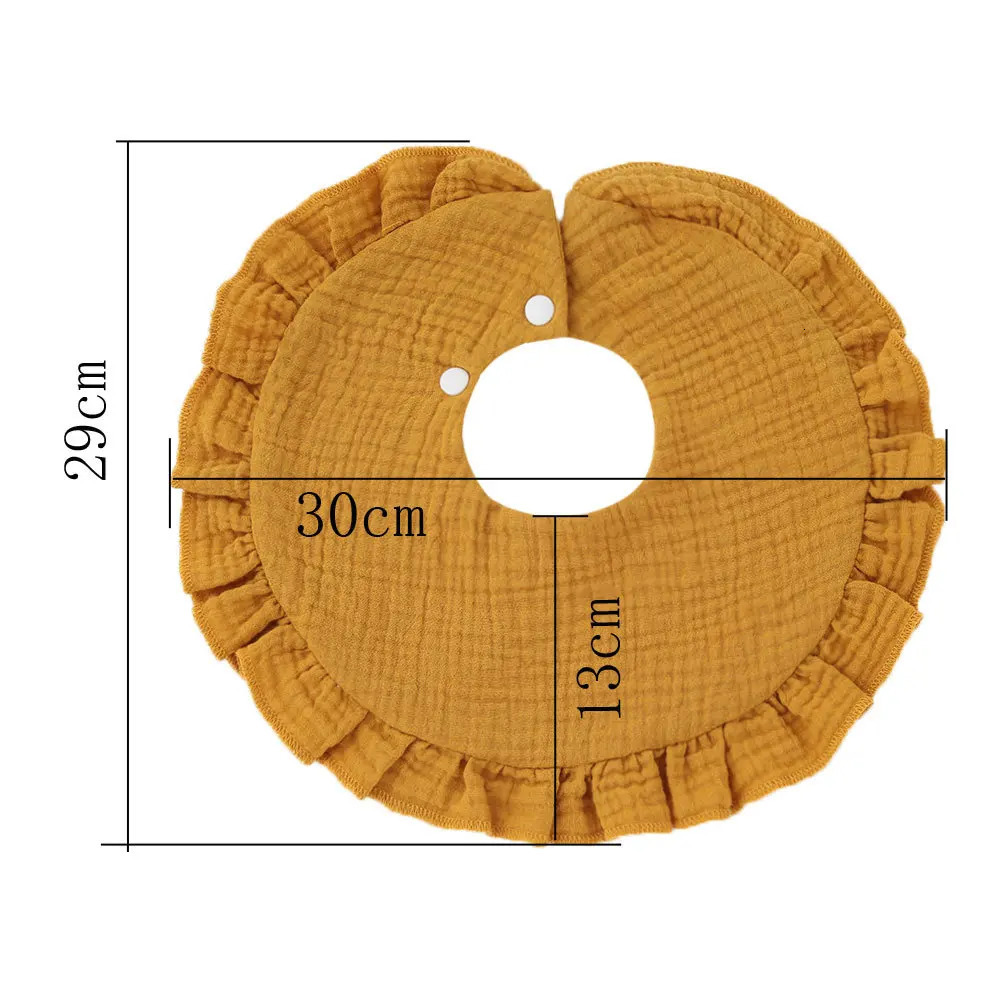 Baby Gauze feeding Drool bib ruffled solid baby Saliva towel soft cotton childrens Korean style 250414z