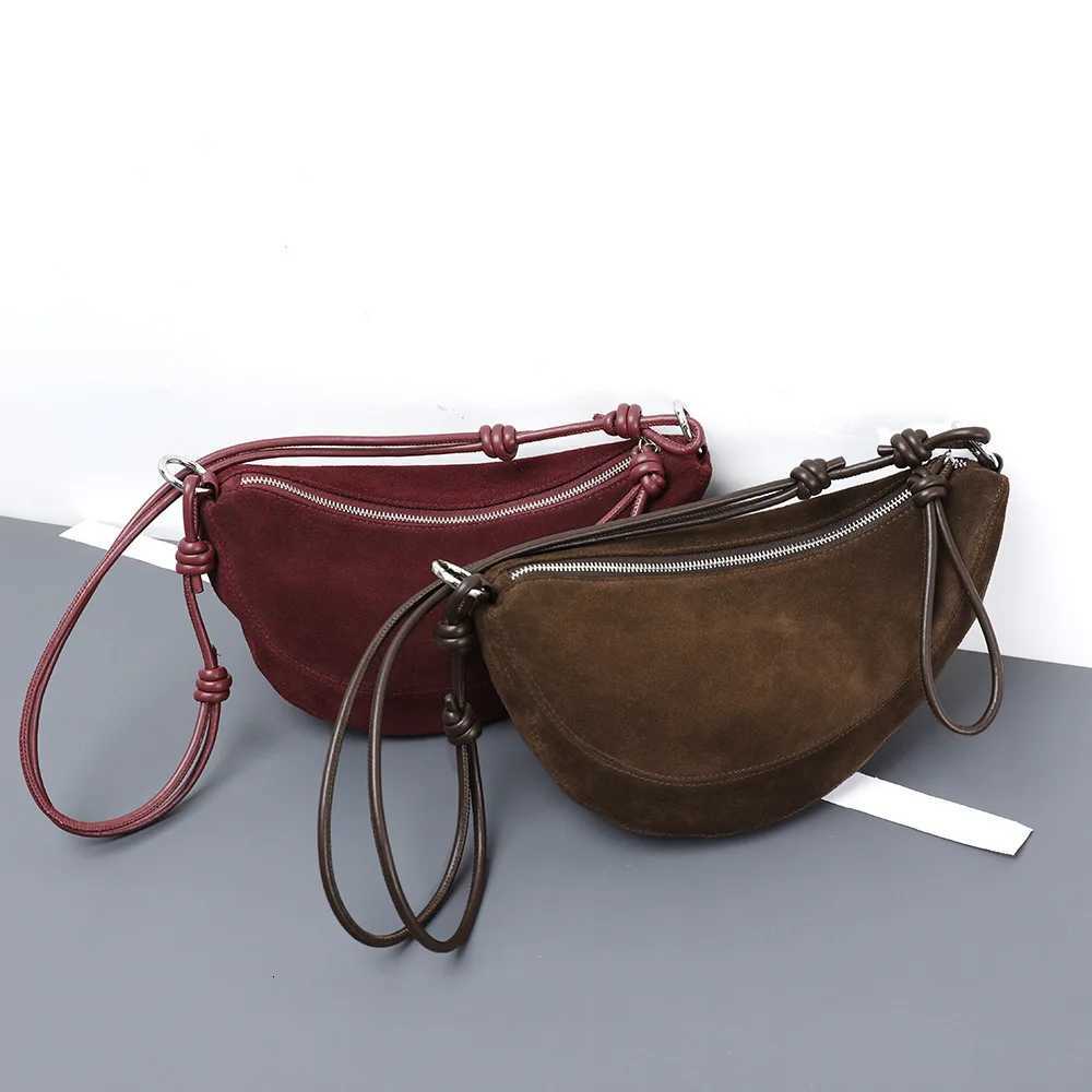 Sheepskin dumpling bag 2025 new niche design large capacity genuine leather suede universal vintage one-shoulder crossbody bagW251118
