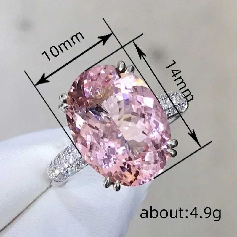Gorgeous Female Rings 925 Sterling Silver Pink Large Oval Stone Rings for Women Single Row Zircon Wedding Band Jewelry Girl Gift H260416