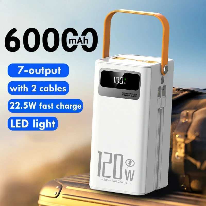 Portable 60000mAh Large Capacity Power Bank 225W Fast Charger With Cable Powerf External Spare Battery For iPhone C251118
