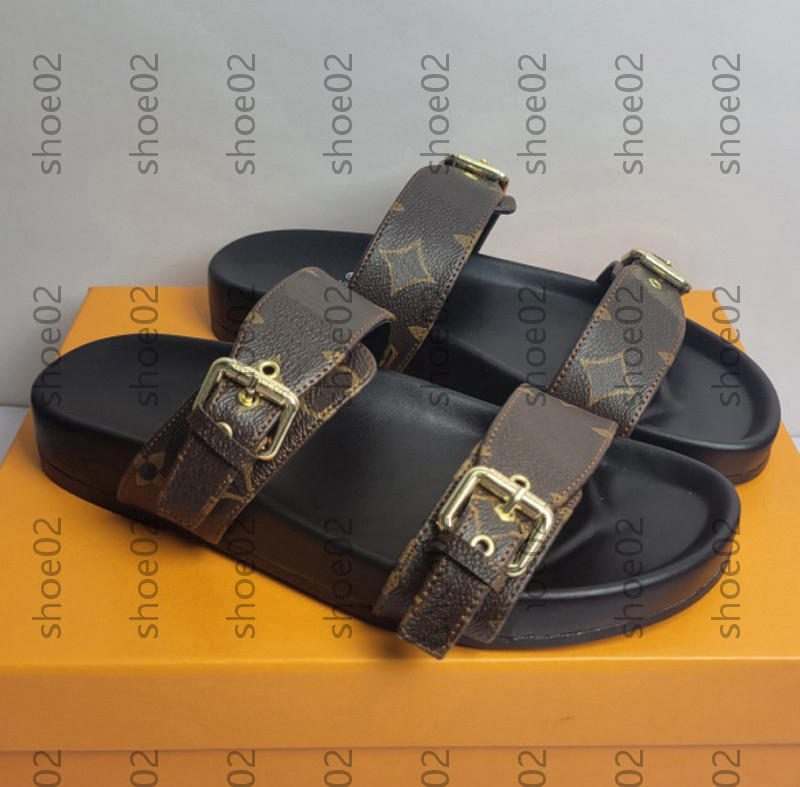 LL uisittonsandals Designer sandals Men and Women Slippers brown slides Summer Flats Sexy real leather platform Shoes Ladies Beach Effortlessly Stylish Slides