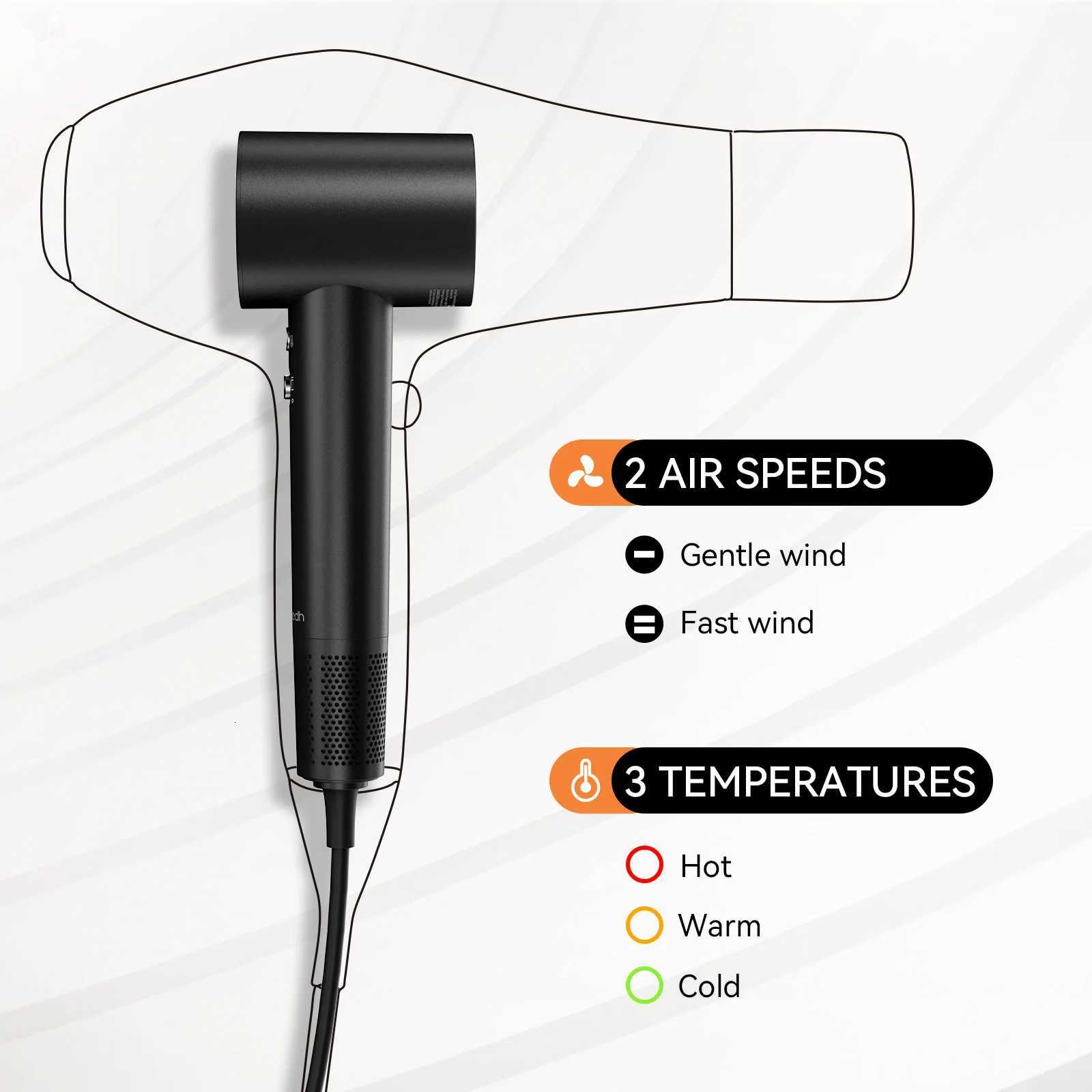 Hair Dryer with 110K RPM High Speed 1400w Motor 15 Billion Plasma Strong Magnetic Nozzle Diffuser Home Travel Blow DryerT251118