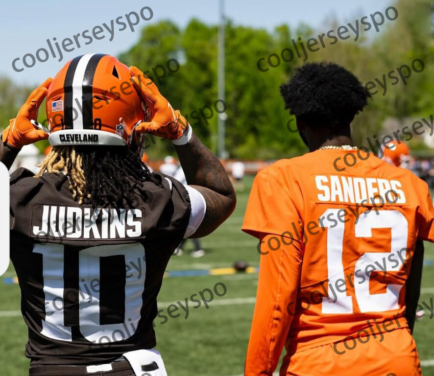 Custom Jerseys 12 Shedeur Sanders Football Jersey Judkins Nick Chubb Carson Schwesinger Myles Garrett Support Any Name Number