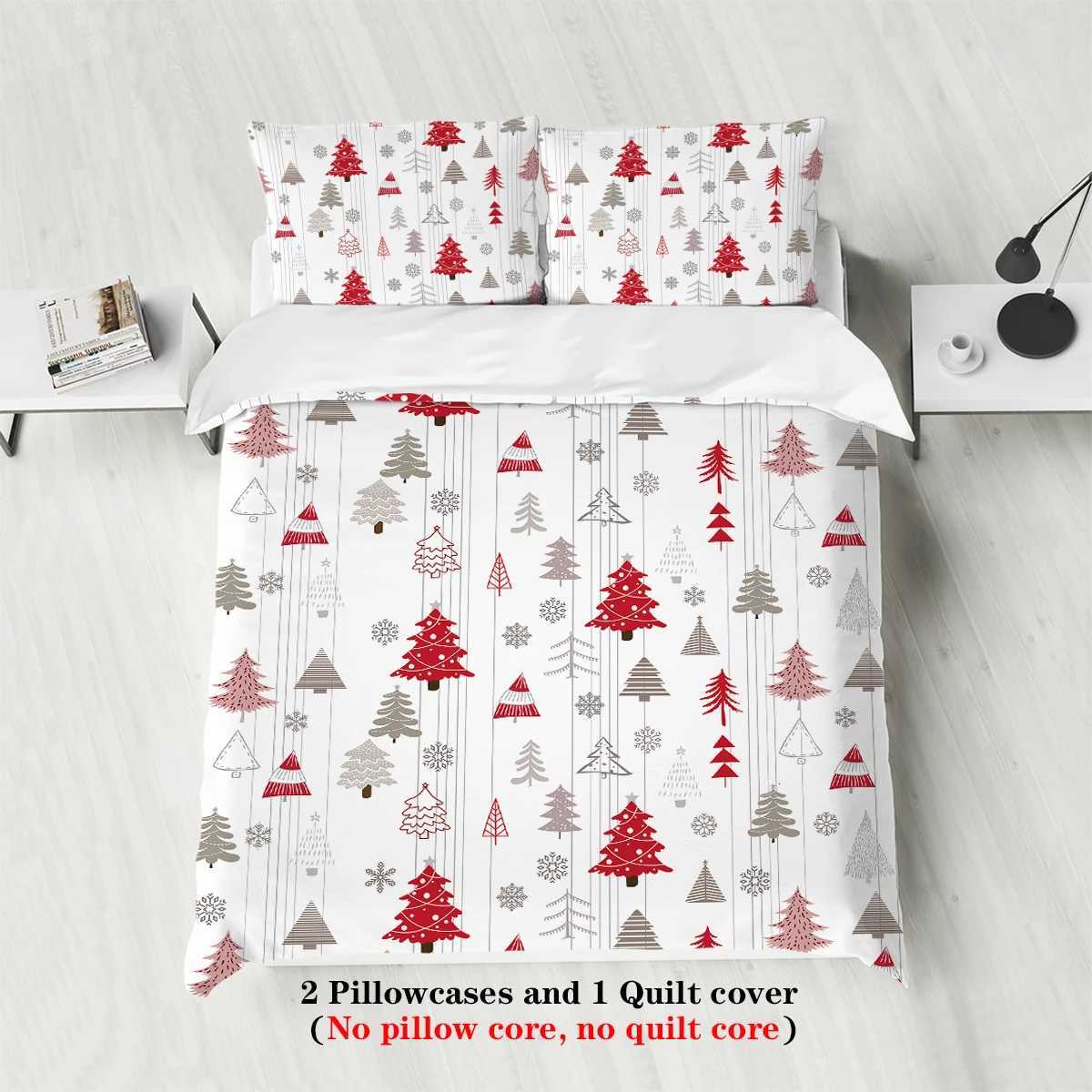 3-piece Christmas themed Christmas tree pattern print 1 duvet cover2 cases no core comfortable bedding setM251118