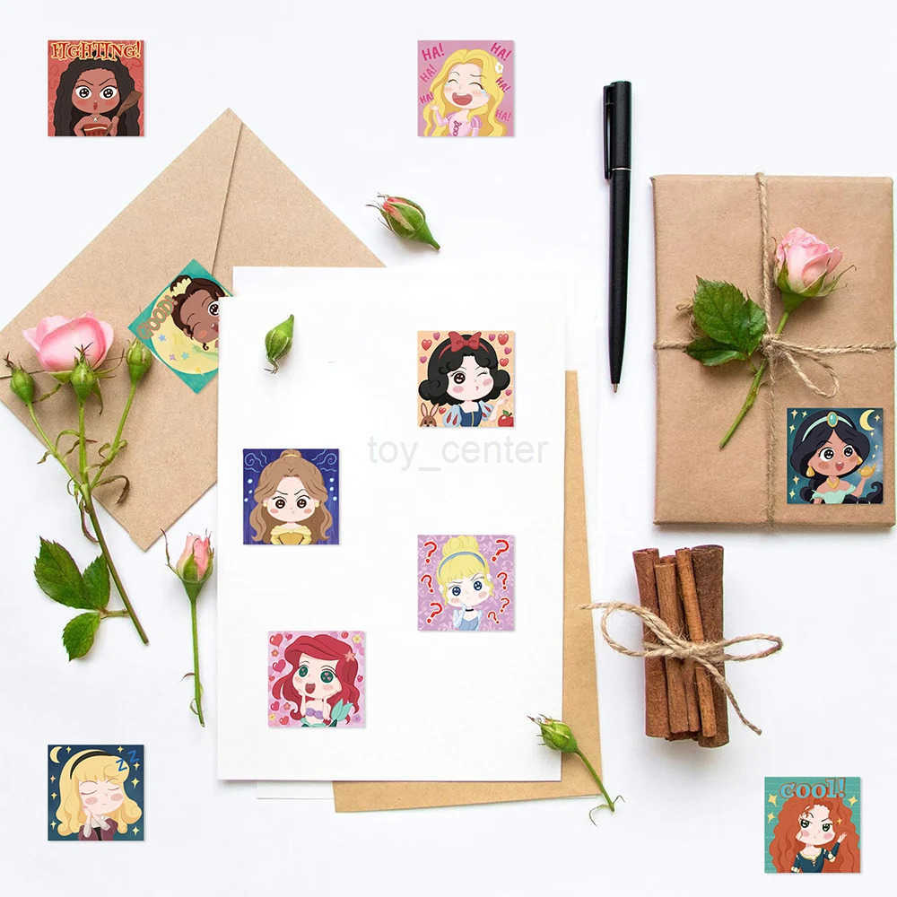 Disney 500pcs/roll Cute Cartoon Disney Princess Reward Stickers Kawaii Anime Kids Decals Decoration Laptop Phone Sealing Label Sticker W20250418 W2025