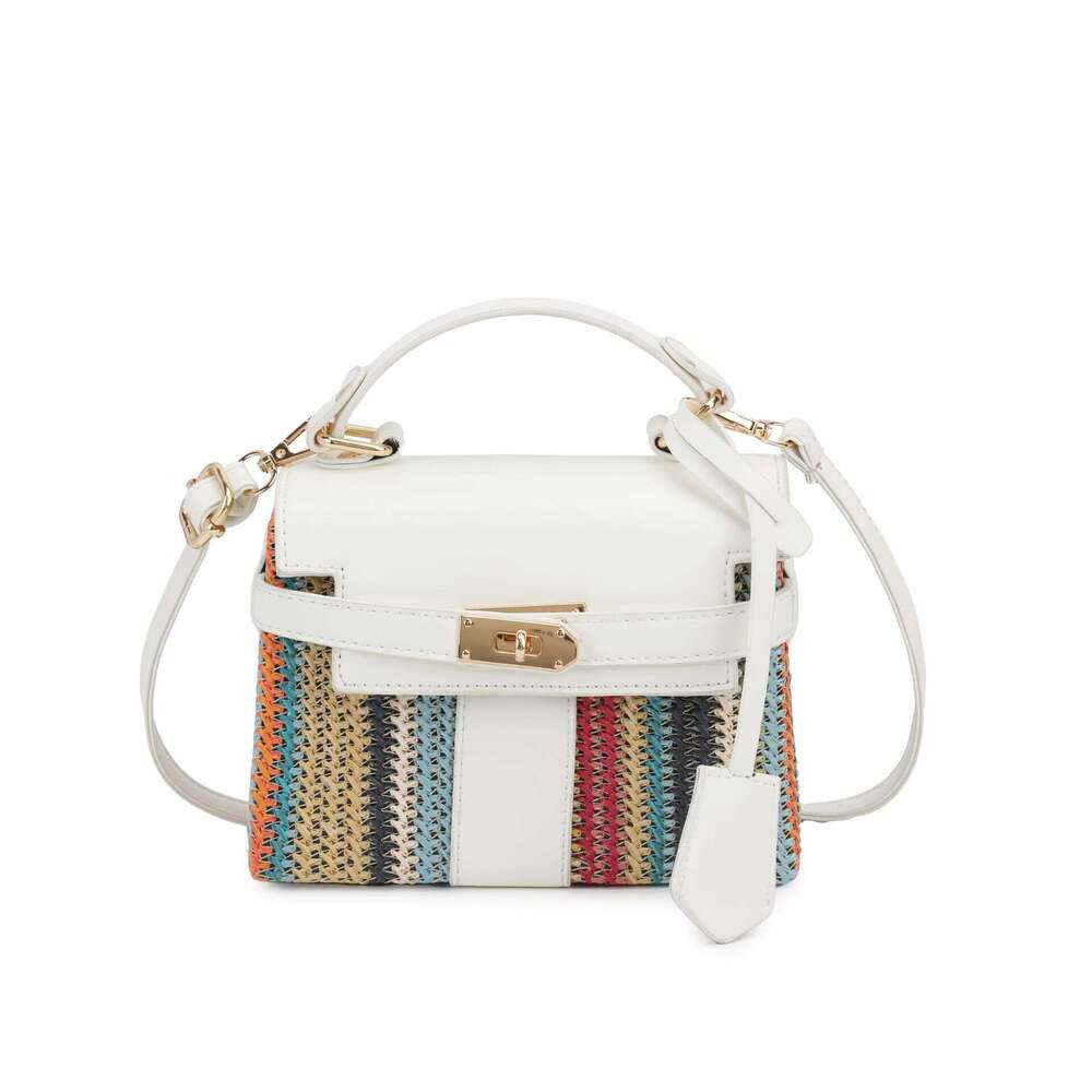 Summer woven women's 2025 new fashionable dinner box bag, hand-held shoulder crossbody bag