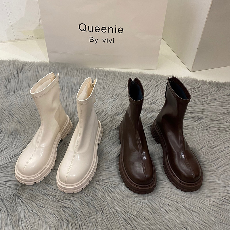 Free shipping white slim designer Martin boots women's shoes 2025 French ankle boots short boots spring and autumn winter long boots single boots