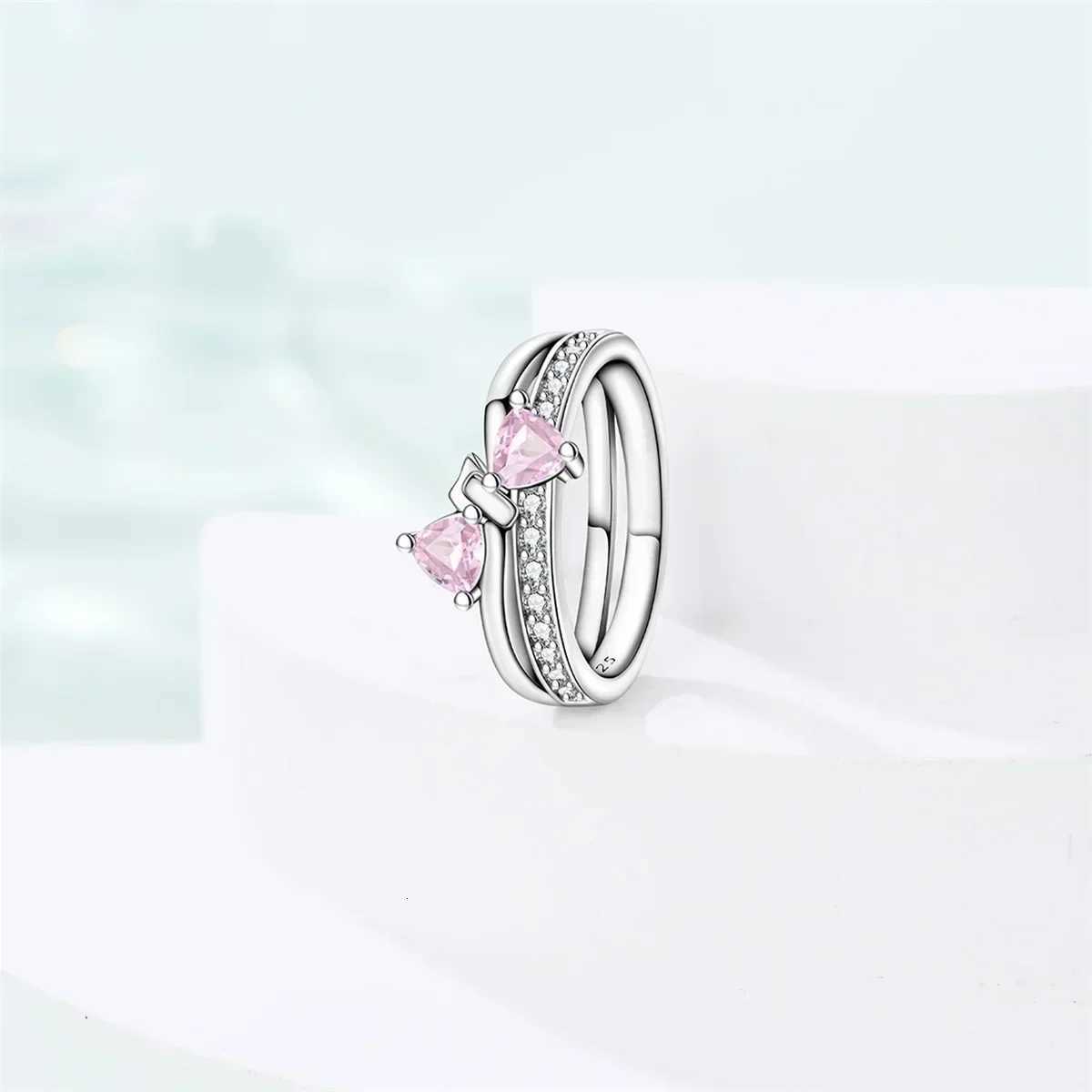 925 Sterling Silver Double Heart Ring Bow Starfish Crown Bow Moon Rings For Women Fine Jewelry Wedding Party Valentines Day GiftXJ251118