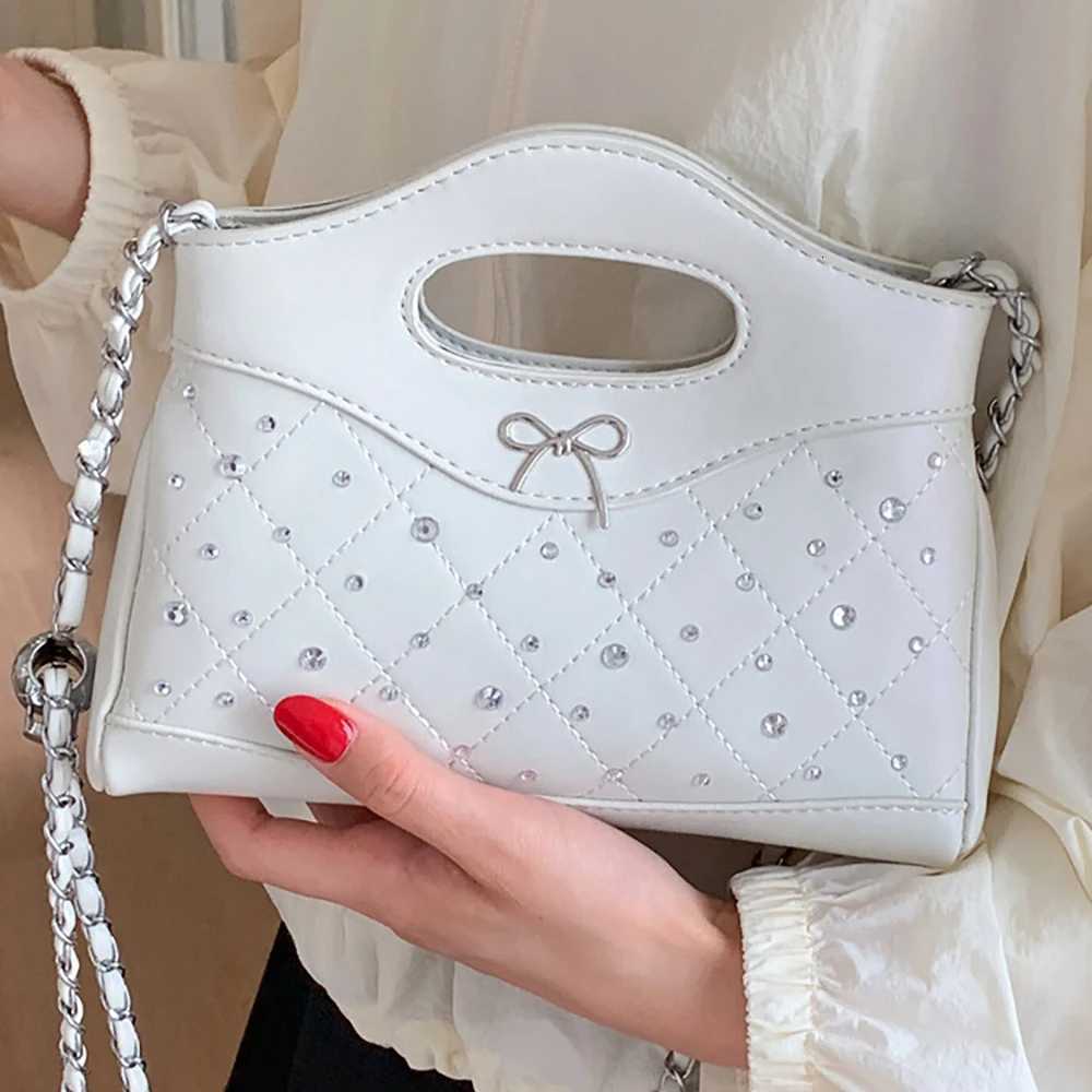 Luxury Designer Diamond Grid Handbags for Women Commuting Shopping Trendy Chains Crossbody Bag Elegant Lady Bow Shoulder BagsW251118