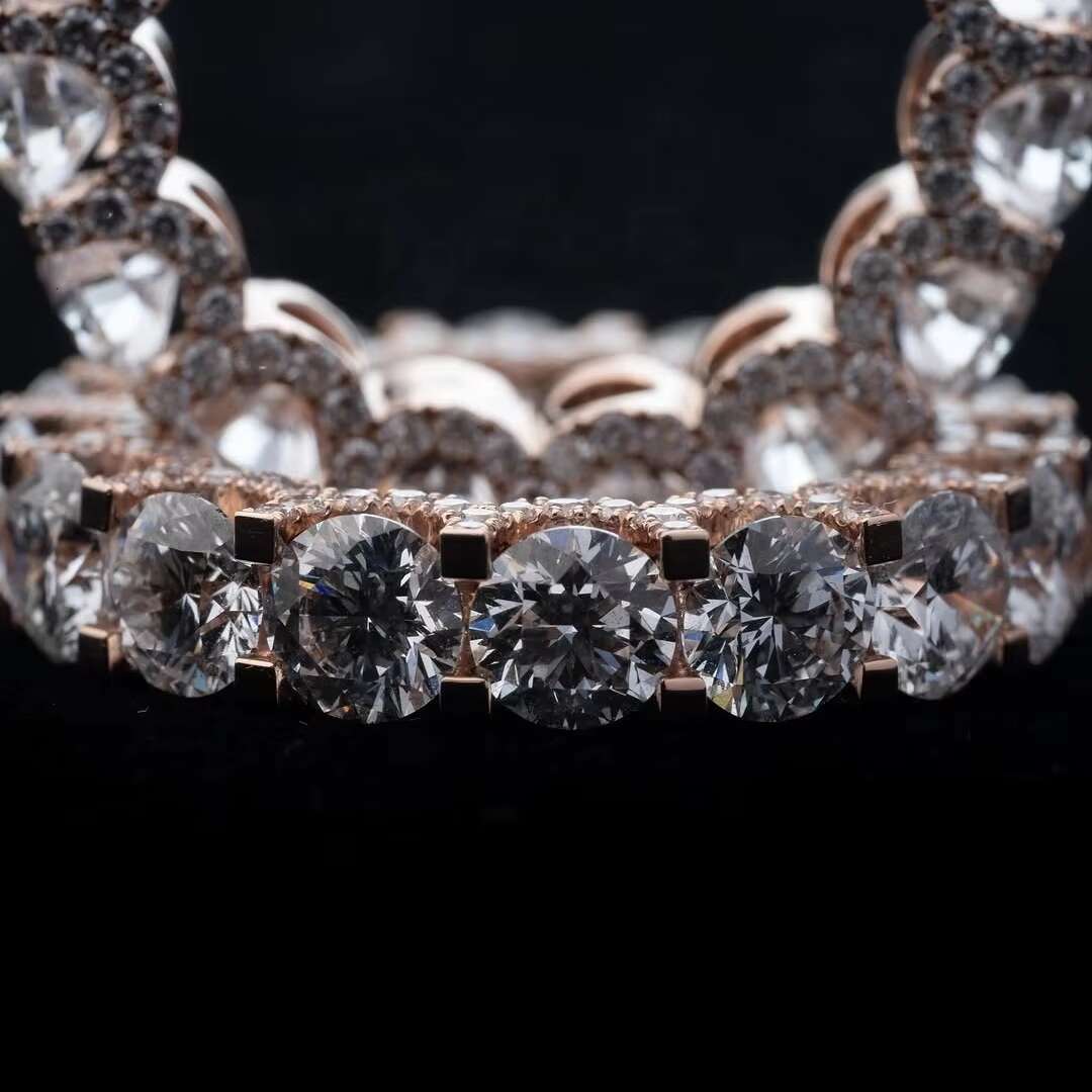 10K Solid Rose Gold 50 Pointers Side Iced Lab Grown Dia CVD Eternity Ring Band for Men
