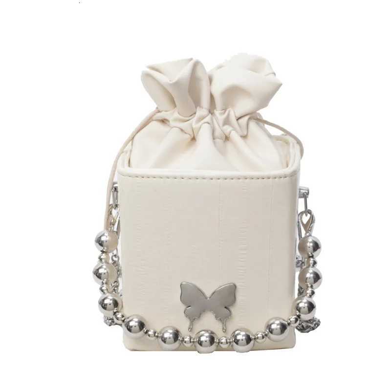 Drawstring Design Chain Small Square Bag Womens PU New Style Personalized Crossbody Bag Korean Commuter Single Shoulder Box BagW251118