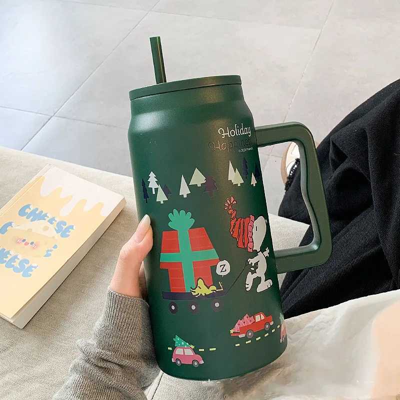 Insulated Large Capacity Straw Water Black Portable Stainless Steel ChildrenS Travel Cup Y251120 W260226