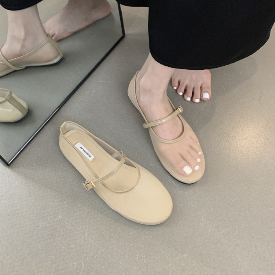 2025 new Autumn Women Mesh Fabric Ballet Flat Fashion hurenlakeshoes Shallow Elastic Band Ladies Comfort Soft Sole Mary Jane Shoes
