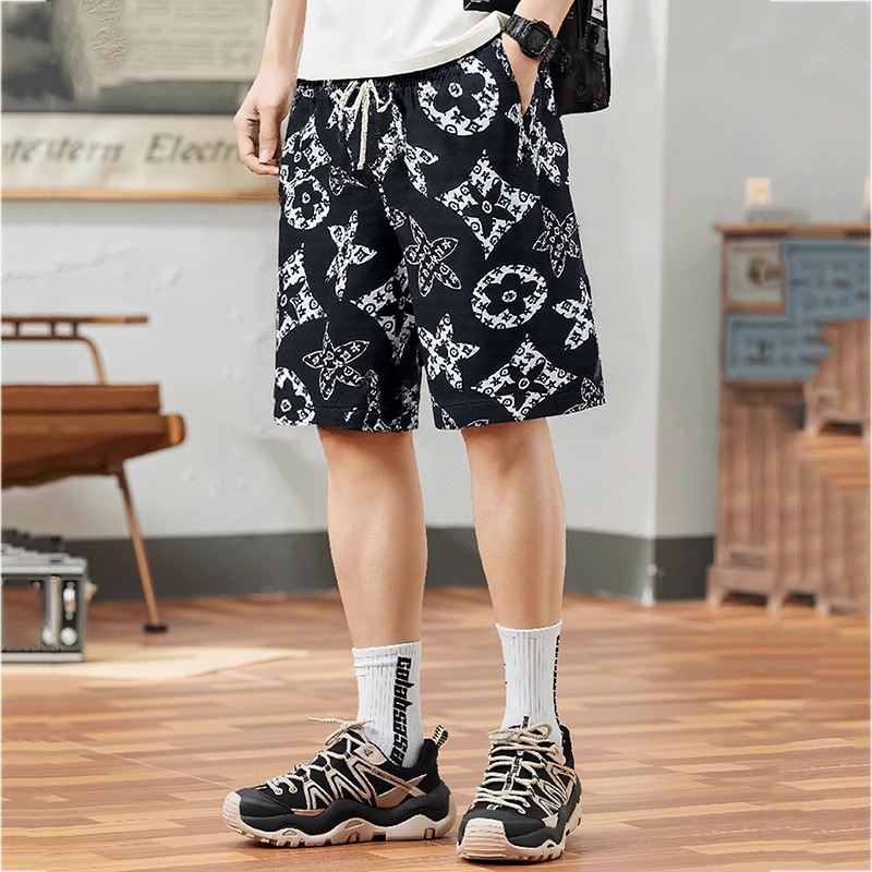 Men's casual shorts summer trendy brand loose oversized mid-length pants lightweight outerwear sporty five-inch large shorts Free shipping
