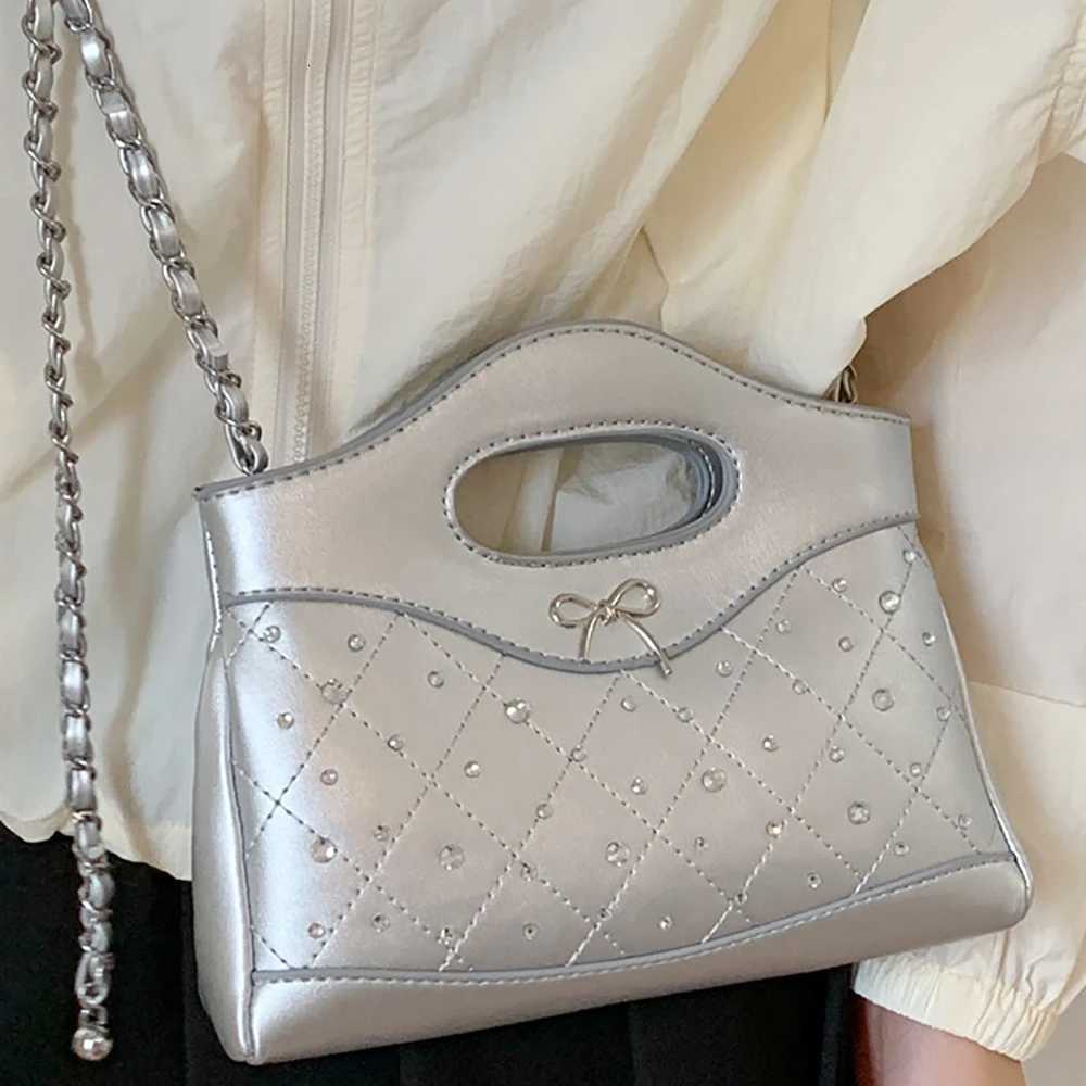 Luxury Designer Diamond Grid Handbags for Women Commuting Shopping Trendy Chains Crossbody Bag Elegant Lady Bow Shoulder BagsW251118