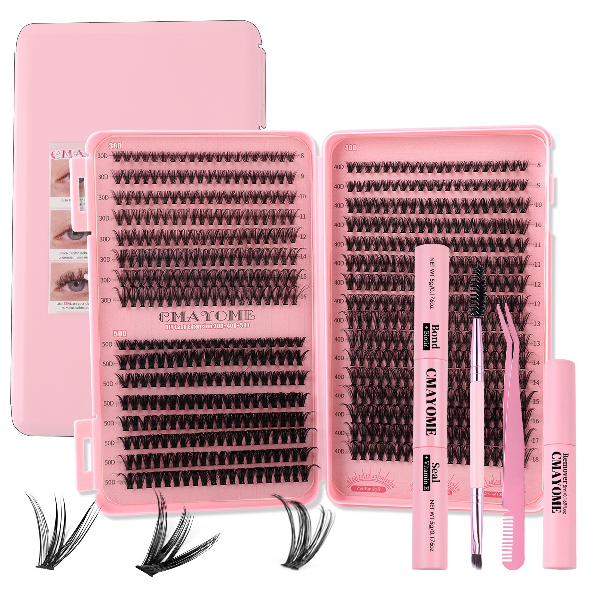 640Pcs DIY Individual Eyelashes Soft Lightweight DIY Cluster Lashes Kit Easy to Wear Handmade Reusable Segmented Eyelash Extensions Grafted Lashes
