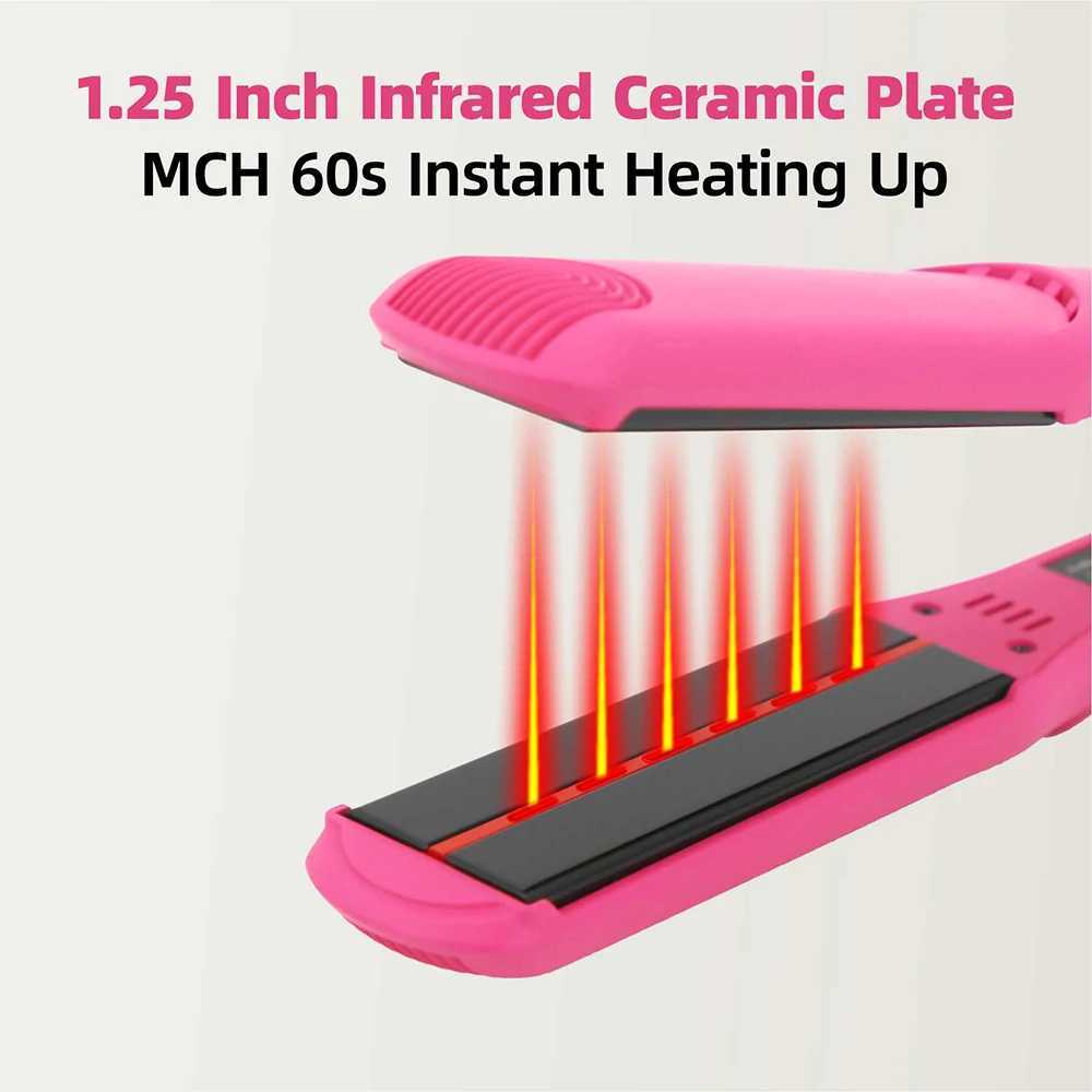 Infrared Flat Iron 450. F / 230 2 In 1 Professional Salon Hair Straightener Curler Ceramic Coated Plate Hair Styler 100-240V W250610