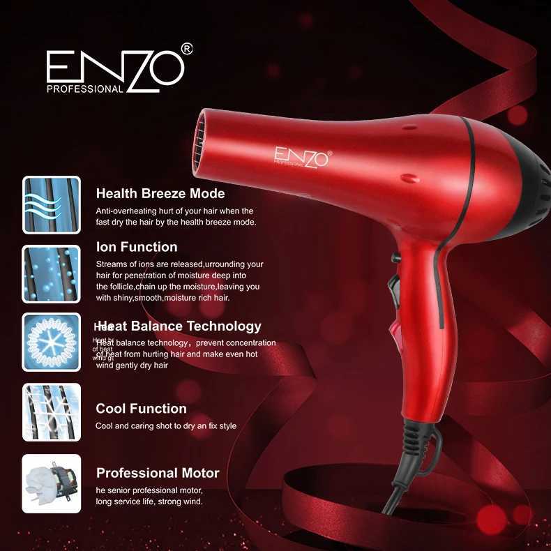 ENZO High Power 6000W Professional Salon Health Breeze Mode Fast Drying Less Damage Gold Red Electric Hair Blower DryerT251118