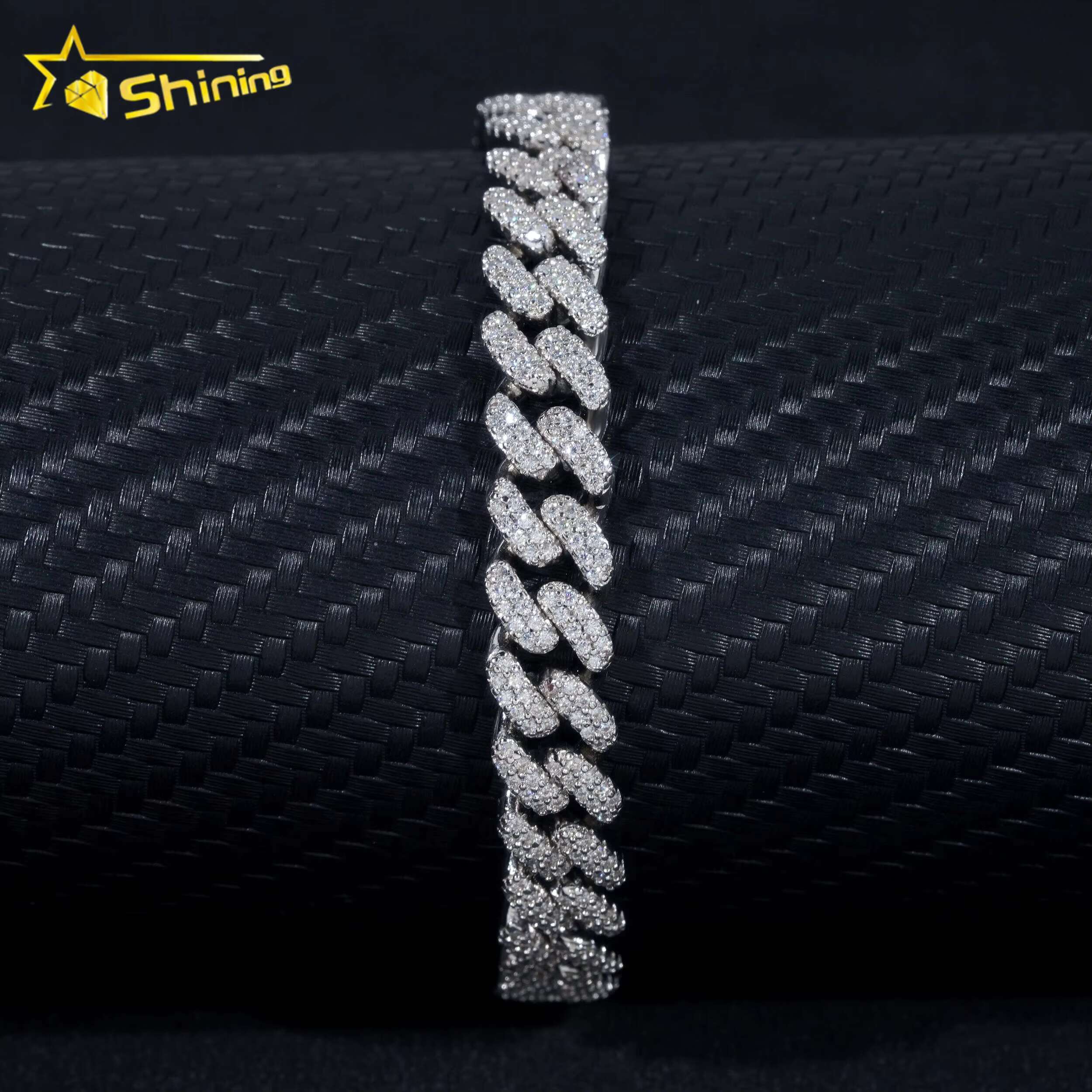 Pass Dia Tester Popular Hip Hop 8mm Iced Out VVS Moissanite Sier Cuban Link Bracelet