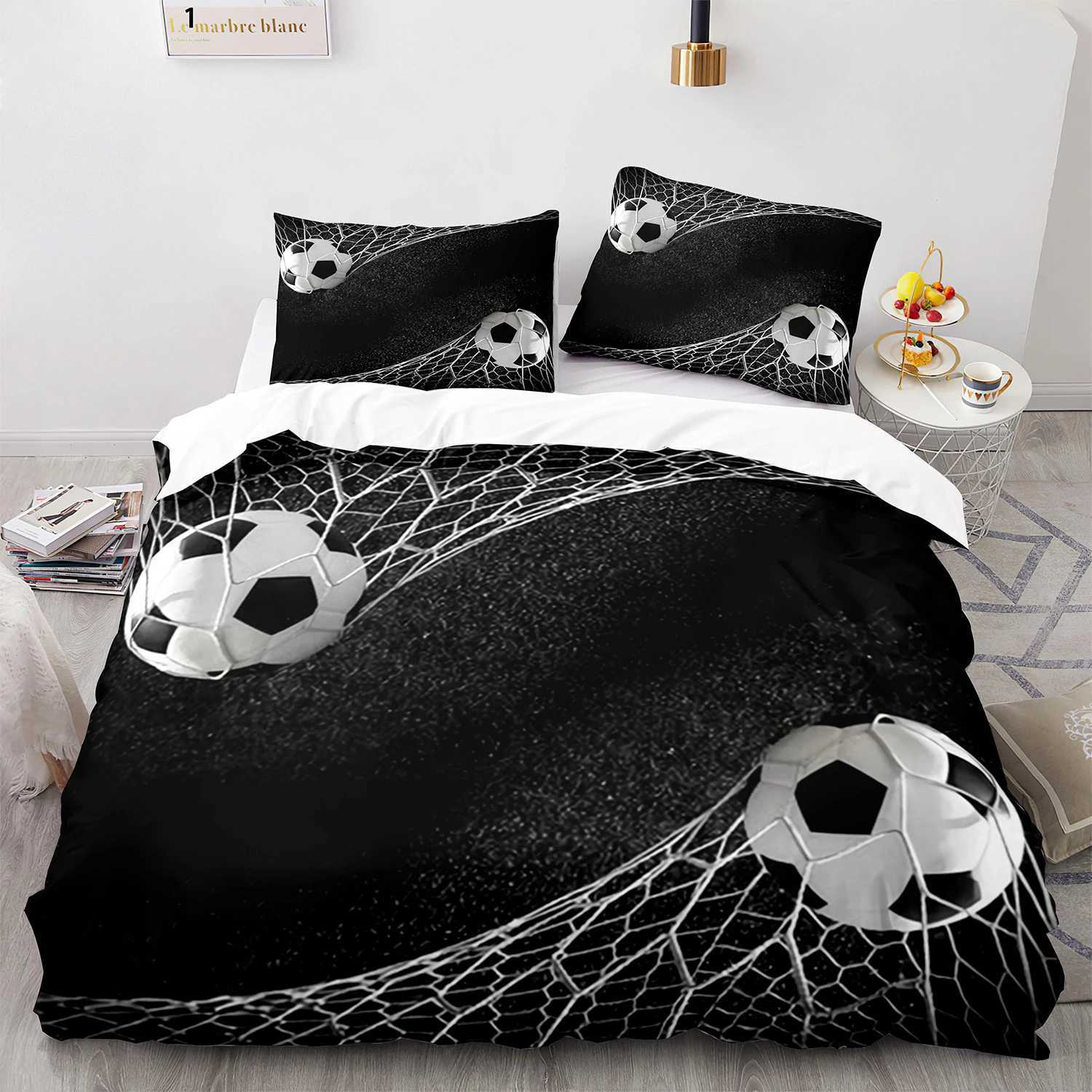 Football King Queen Duvet Cover 3D Soccer Bedding Set For Kids Teens Adult Ball Game Quilt Cover Sport Fans Soft Comforter CoverM251118