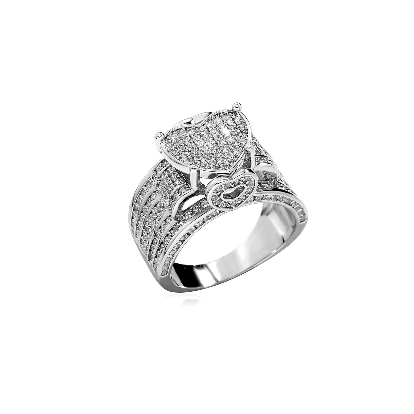Personalized Trendy Hip Hop Love Ring for Men and Women Cuban Zircon Ring Jewelry