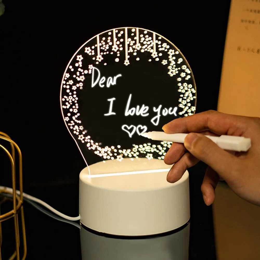 Note Board Led Night Light USB Message Board Holiday Light With Pen Gift For Children Girlfriend Decoration Night Lamp M251118