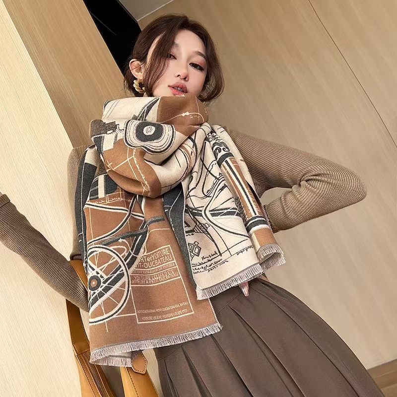 T503 scarf women's winter all-match thick cashmere air-conditioned room shawl neck protection student scarf outer wear warm dual-purpose