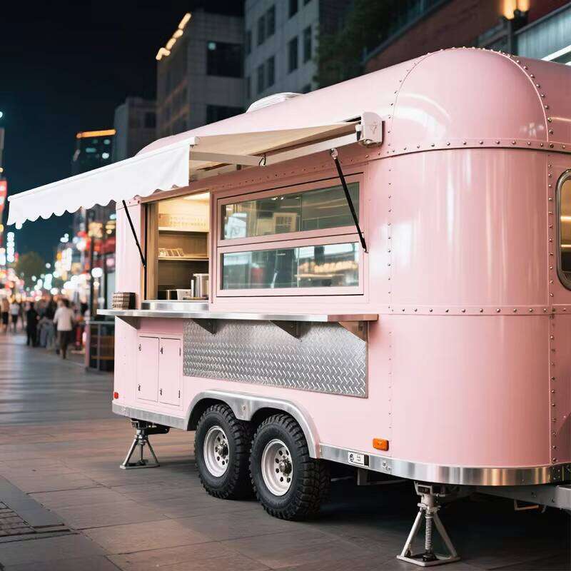 Compact Mobile Food Vendor Cart with Battery-Powered Lighting, USB Charging Ports & Digital Menu Board, Modernizing Street Sales
