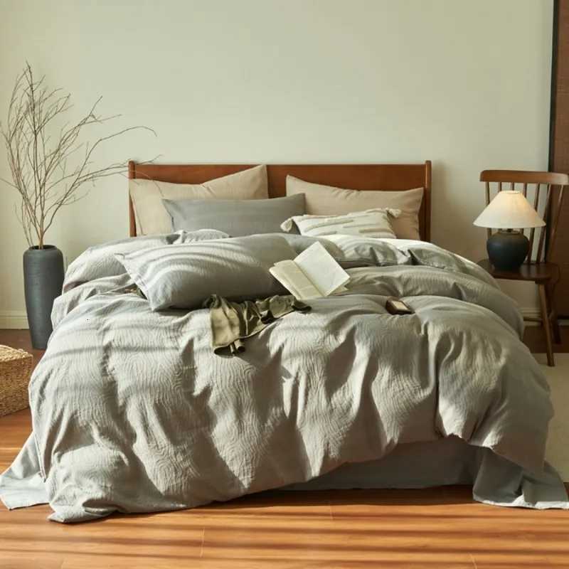 Pure cotton three-layer yarn bed four-piece set 100 cotton bedding simple quilt cover bed sheet three-piece bed hatM251118